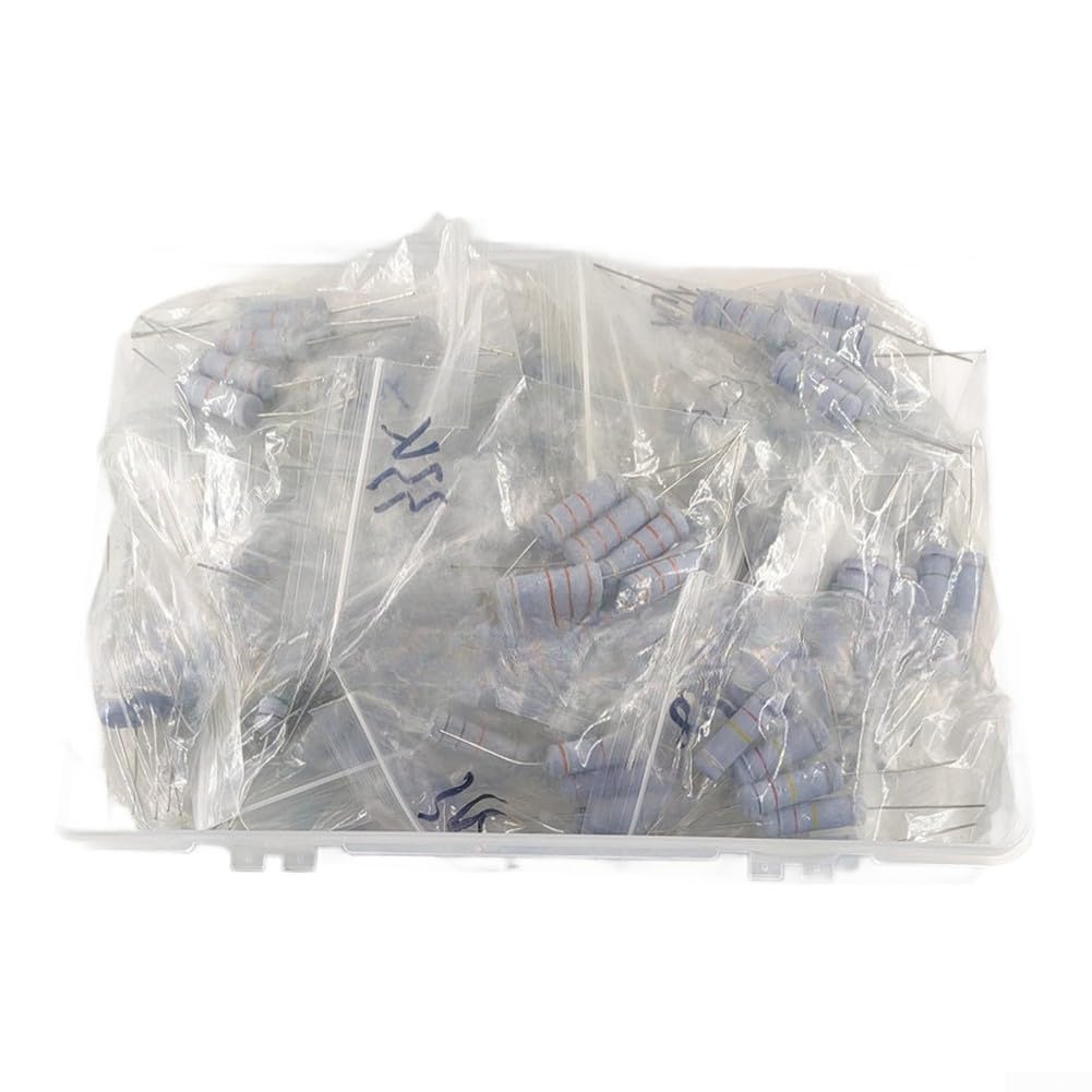 Juego de resistencias de 5 W (300 unidades, 0,1R-820 K) | 300 piezas, 60 valores de 0. para 1r a 820 K, ideal para varios circuitos, alta capacidad de carga