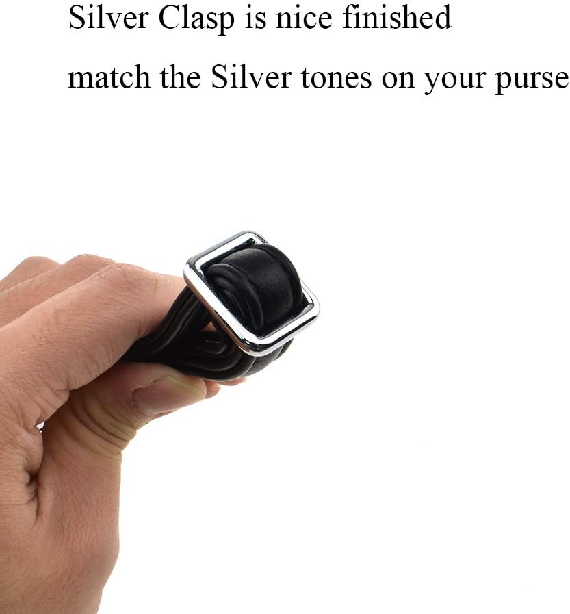 HAHIYO Adjustable Smooth Black Leather Purse Chain Strap Length 31.5-55.1 Inch Silver Hardware for Shoulder Cross Body Sling Purse Replacement Comfortable 0.47 Inch Wide 4.7mm Extra Thick 1 Pack - Image 4