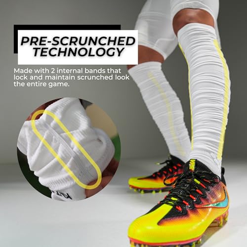 KUTFTBL Pre-Scrunched Football Socks with Built-In Elastic Bands, Moisture-Wicking Performance Fabric4