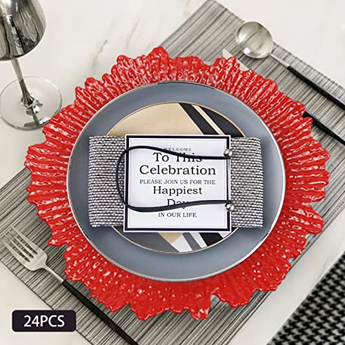 Platos Rojos Redondos de Plástico 12.6 pulgadas Pack 24 miniatura 4