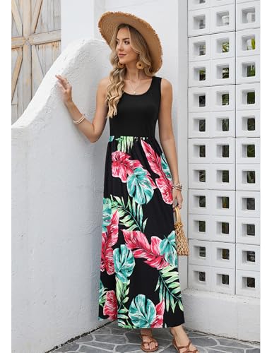 Image of Bluetime Women's Summer Boho Sleeveless Floral Print Tank Long Maxi Dress (S-3XL)
