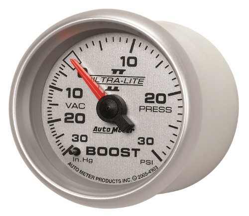 Image of Auto Meter 4903 Ultra-Lite II 2-1 /16 inch 30 in. Hg /30 PSI Mechanical Vacuum /Boost Gauge
