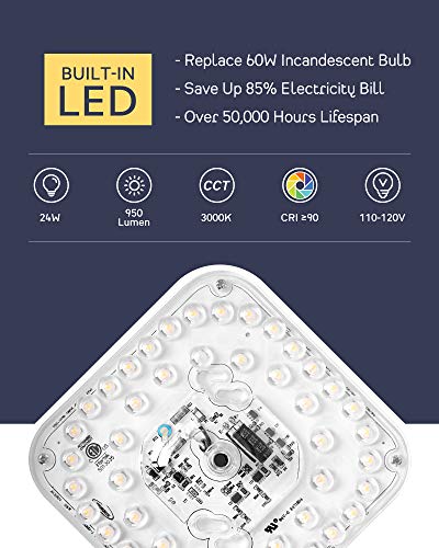 Caldion Flush Mount Led Ceiling Light Fixture, 12 Inch 24W 950Lumen Round Ceiling Light Fixtures, Dimmable 3000K Warm White, Black, Frosted Glass Shade, Close To Ceiling Lights For Hallway,6871Lfm-Bk #TOP3