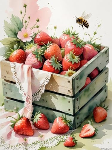 Kit peinture diamant fraises 5D PUAGEMTI broderie diamant strass canevas adulte 30x40cm