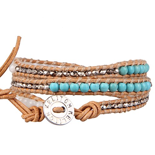 Image of KELITCH New Star Turquoise Bracelets Love Silver Beads 3 Wrap Bracelet Women Shell Pearl Bracelets