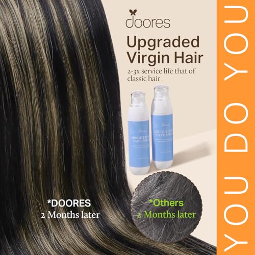 Image of DOORES Clip-in Hair Extensions, Natural Black to Light Blonde, 7pcs 14 Inch 130g, Seamless Remy Hair, Thick Straight Hair, Invisi Edge