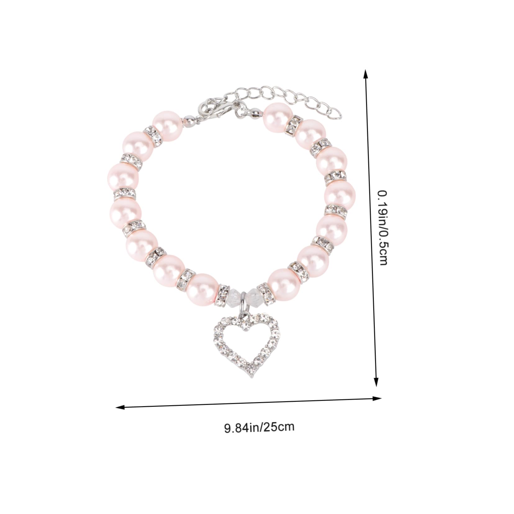 Levemolo Necklace for Dogs Pet's Jewelry Pearls and Rhinestones Crystal Heart Dog Necklace Size s