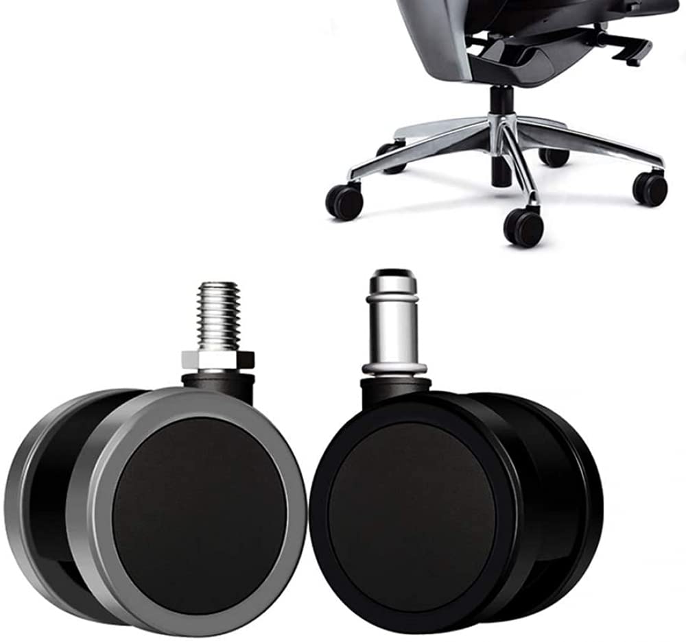 Set Di 5 Ruote Per Sedie Da Ufficio Da 2,5 Cm – Morbide In Poliuretano, Universali, Stelo Da 11x22 Mm, Carico Max 260 Kg - 5