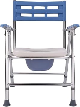 Folding Potty Chair Bedside Commode Homecare Bariatric Toilet Seat Height Adjustable for Adults, Handicap with Non-Slip Handles and Bucket Multifunctional