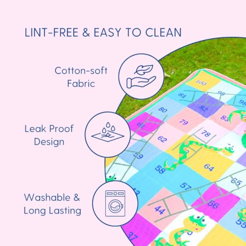 Image of Snakes & Ladder Picnic Mat - 1.4m x 1.4m | Yoga & Kids mat | Non Toxic| Waterproof, Foldable & Lightweight Outdoor & Indoor Mat | Easy to Carry, Clean & Ideal for Park Beach Camping
