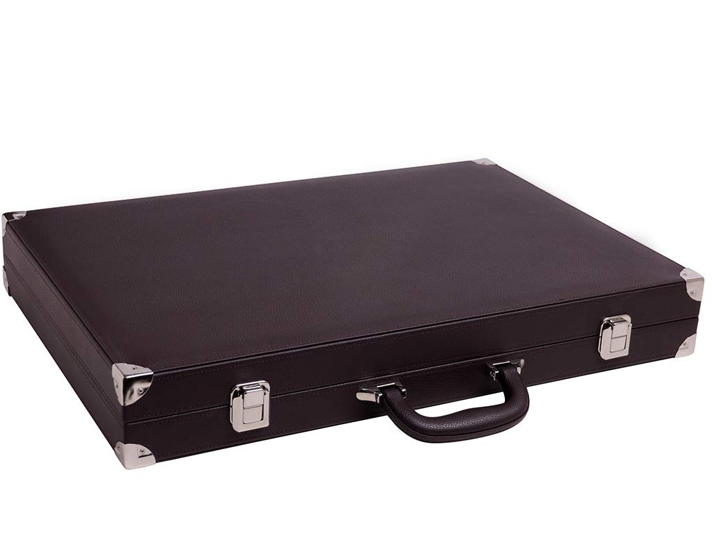 Set Backgammon da torneo da 21", custodia marrone con campo azzurro, edizione Masters