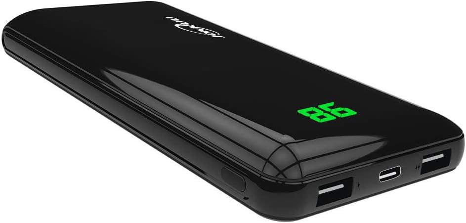 JONKUU Compact 24000mAh 2-Port Ultra-Portable Phone Charger Power Bank with USB Type C Powerpack for iPhone, iPad, Samsung Galaxy and More (Black)