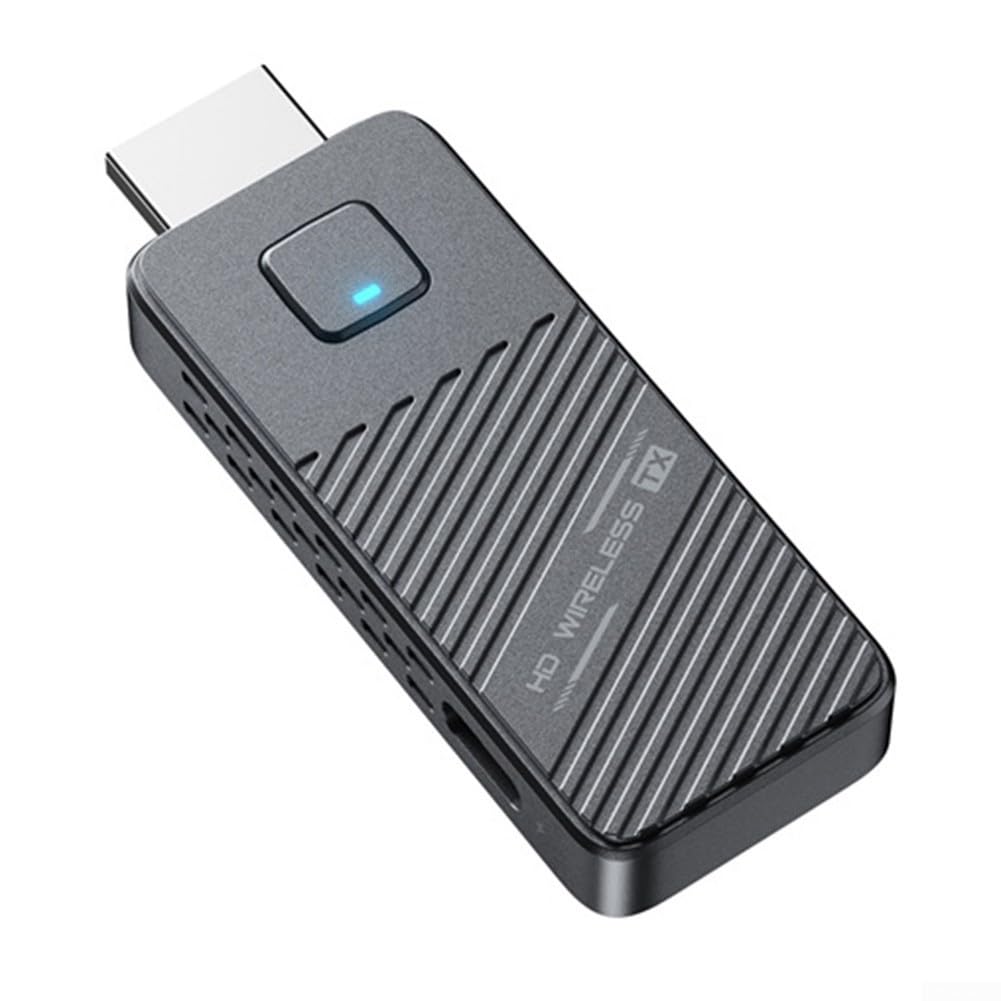 Kit receptor transmisor inalámbrico 50 metros 1080P HD adaptador de audio vídeo para PC para cámara mac reunión streaming baja latencia gris funda portátil