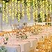 2 Pack 20 Branches Artificial Wisteria Hanging Flowers 6 Feet Wisteria Vine Silk Wisteria Flowers Garland for Wedding DIY Party Garden Home Decor (White)