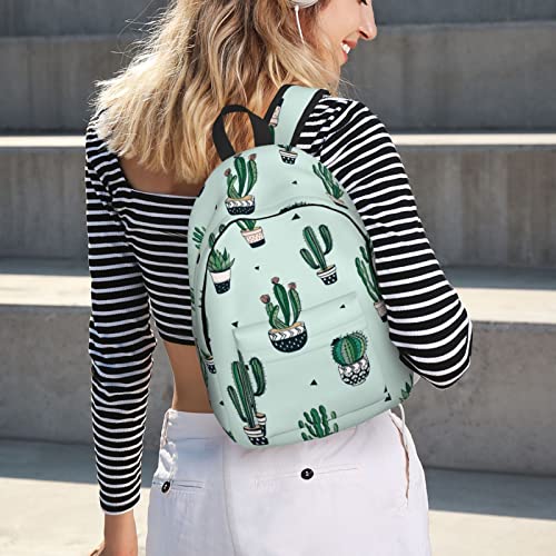 Sac à dos universitaire décontracté grand format avec motif Cactus vert