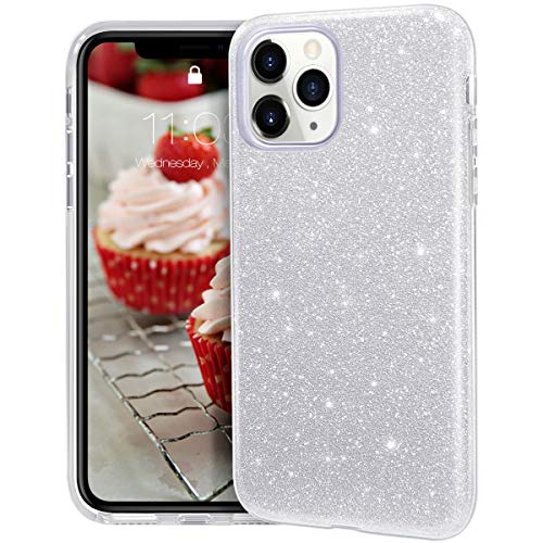 MATEPROX Coque iphone 11 Pro Max Couverture Transparente pour Filles Minces et Paillettes Brillantes Coque étincelante pour iphone 11 Pro Max 6.5 inch（Silver）