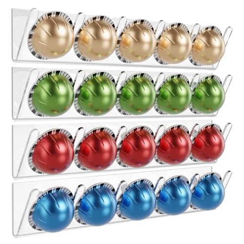 Image of LifeMoreasy Magnetic Coffee Pods Holder for Nespresso Vertuo & Dolce Gusto, Self-Adhesive Wall Mounted Capsule Organizer for Kitchen Cabinet Fridge(4 Packs for 20 Pods)