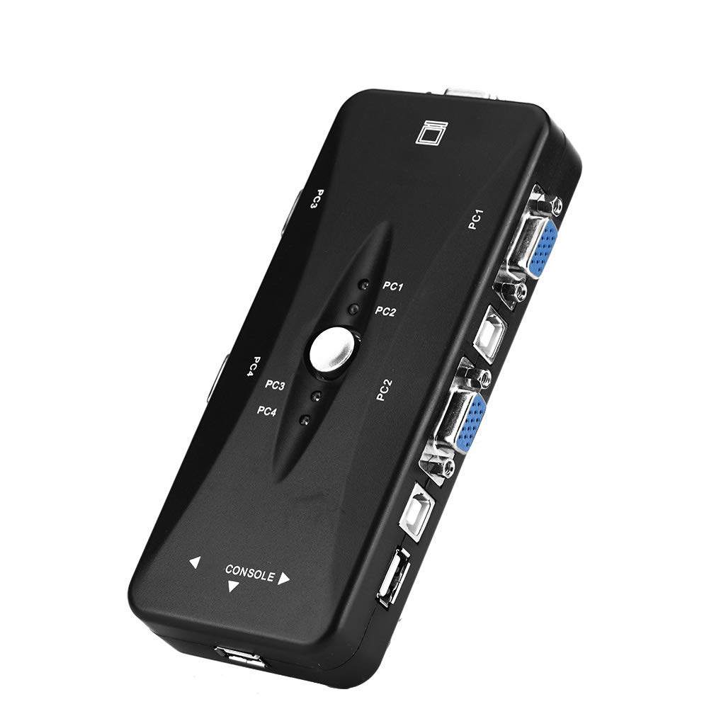 USB 2.0 KVM Switch, 2 Port 4 Port VGA Switcher with Push for Sharing Monitor Keyboard Mouse, Support 1920x1440 Resolution Plug Play (#)-image-25