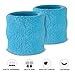 Suddora Sweatbands Set, Moisture Wicking 2 Wristbands and 1 Headband, Breathable Terry Cloth Athletic Bands for Basketball, Tennis, Yoga, Gym, Sweat Bands for Costumes and Cosplay, Neon Blue