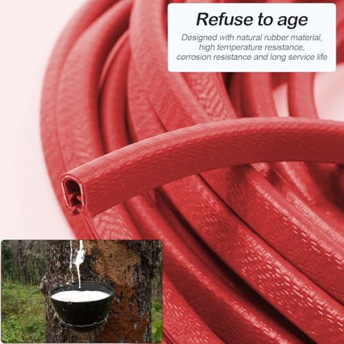 Image of Osilly Car Door Edge Guards, U Shape Rubber Seal Car Edge Trim Protection, Weather Proof Aluminum Automotive Door Molding, 16Ft (Red)