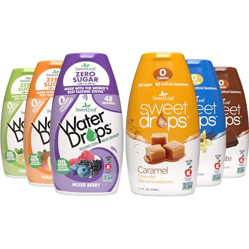 Image of SweetLeaf Water Flavoring Drops - Stevia Water Enhancer, Sugar Free, Zero Calorie Water Additive for Flavor, Contains Monk Fruit Extract, Gluten Free, Keto Friendly - 1.62 Fl Oz (Variety Pack of 6)