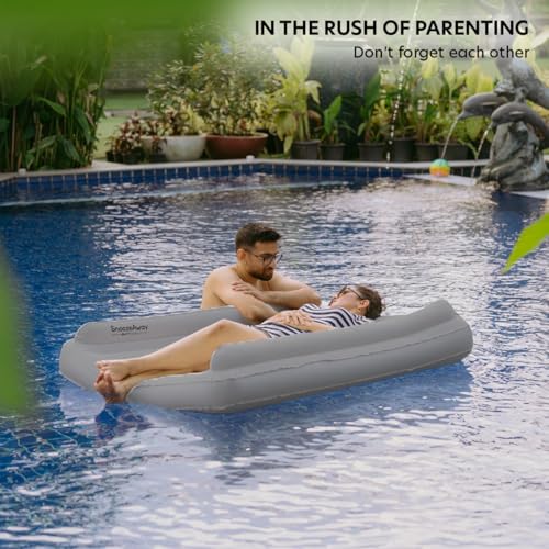 Image of BUTT BABY SnoozeAway Inflatable Bed with Rechargeable Air Pump, Ultralight Portable Ergonomic Bed for Kids & Adults | Floating Pool, Beach, Camping, Trekking, Indoor & Outdoor Relaxation (Smoky Grey)