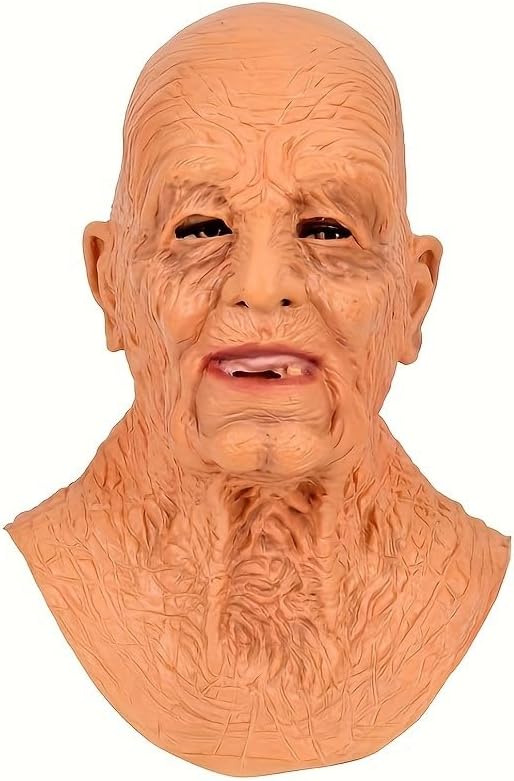 Halloween Old Man Masks, Ugly Scary Wrinkle Human Man Full Head Mask Granpa Christmas Costume Accessories - Image 8