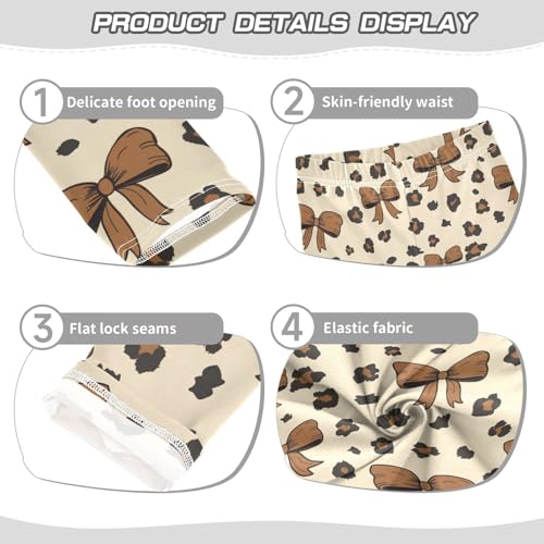 Leopard Print Bow Girls Leggings,Workout Leggings for Girls Toddler Athletic Leggings Size for 3-10T3