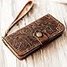 Leather iPhone XS MAX wallet Case Handmade Wristlet iPhone XS MAX Cover Tooled Flower Brown - 408H-5