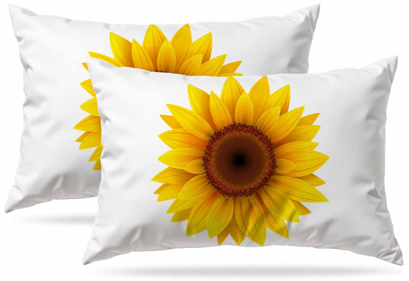 Zovinex Sunflower Flower Cushion Cover, Soft Short Plush Pillow Covers, Rectangle Throw Pillowcase With Invisible Zipper For Sofa & Couch Set Of 2 Pack 30 X 50 Cm(12 X 20 Inch)