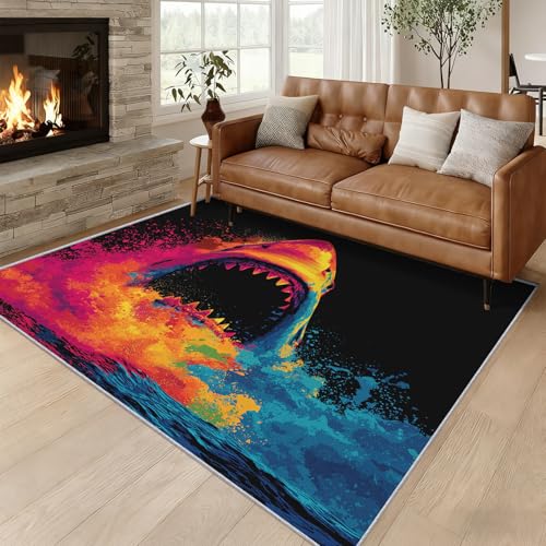 Tapis salon requin graffiti pour sécuriser et décorer votre sol - 6