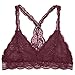 Bustier Floral Lace Crop Top Bralette Sheer Sexy Cami Tank Triangle Bra (S, Wine Burgundy)