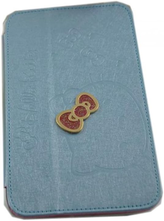 Angelseller XKM New Stylish Cartoon Holster Hardware Bowknot Hello Kitty Cat With Stand Angle View Flip Wallet Style PU Leather Case Protective Cover forSamsung Galaxy Tab 3 7.0 P3200 (Light Blue)
