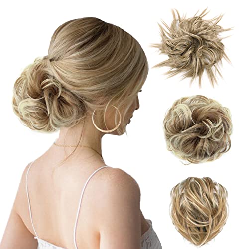 3 Pieces Messy Bun Hair Pieces, Straight Hair Bun for Women, Hairpiece Hair Extension Ponytail Bun, Hair Scrunchies Voluminous Curly Accessories for Women Girls