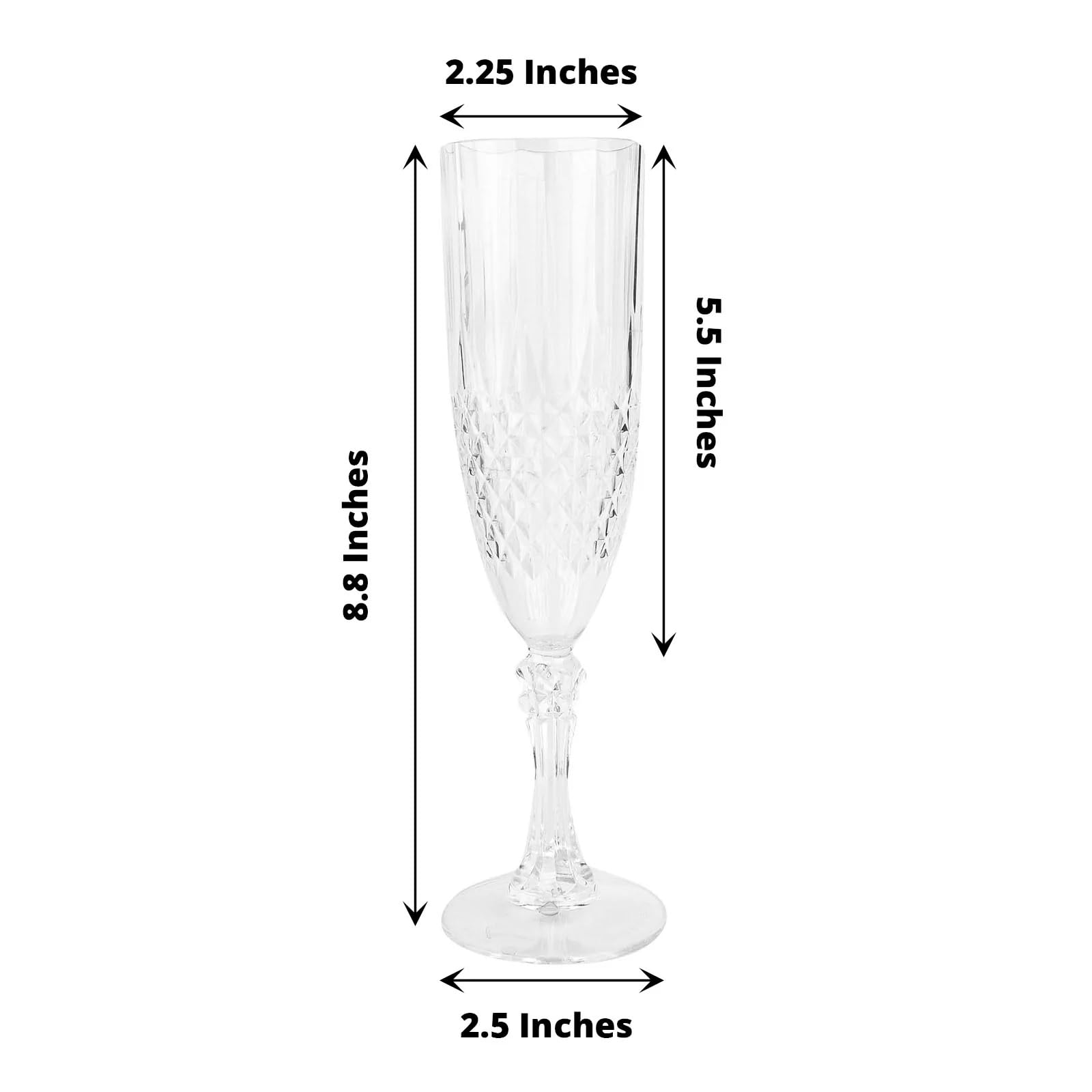 Balsa Circle 6 Clear 8 oz Crystal Disposable Plastic Party Champagne Flutes Wedding Events Reception Catering Decorations Supplies