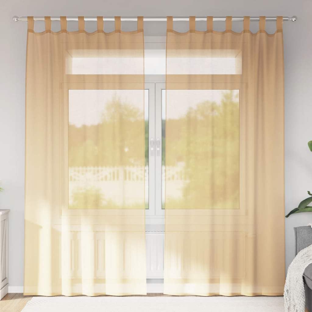 Rideau transparent brise-vue sable 140x225 lot de 2 protection solaire salon