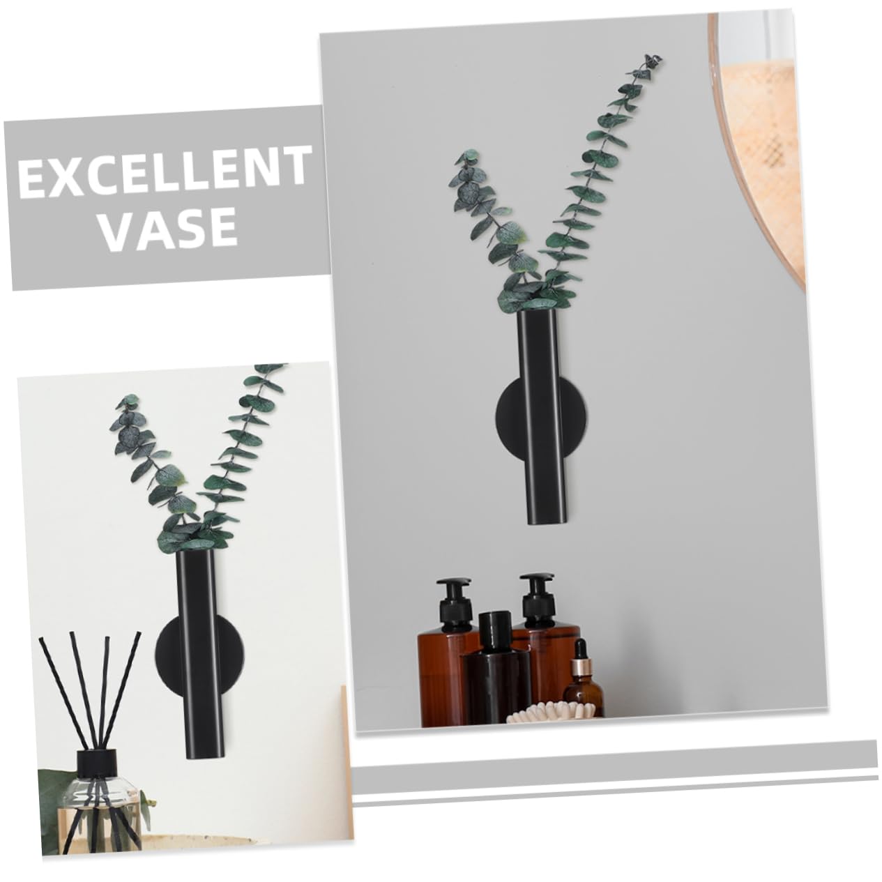ifundom 3 Sätze Metall Wandvase Für Blumen Wandmontierte Dekovase Für Frische Und Für Hochzeiten Partys Und Kreative Wandblumentöpfe Schwarz Klein 2 Stück * 3