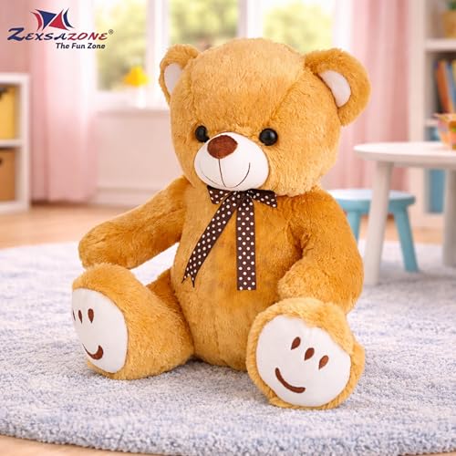 Image of ZEXSAZONE Toy Cute I Smile Soft Teddy Colored Huggable Bear | 32 cm | Plushie Soft Toys for Kids | Plush Soft Toys for Baby Boys and Girls Kids - Teddy | Best Valentine Gift (Brown)