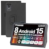 For 山善(YAMAZEN) QA15-80 ケース タブレット 8インチ 山善 タブレット 8インチ 保護ケース 高級PU レザー 全面保護 調節可能 防水防汚 衝突防止 薄型軽量 良い手触り Greerass 長持ち スタンド機能付き (ブラック)