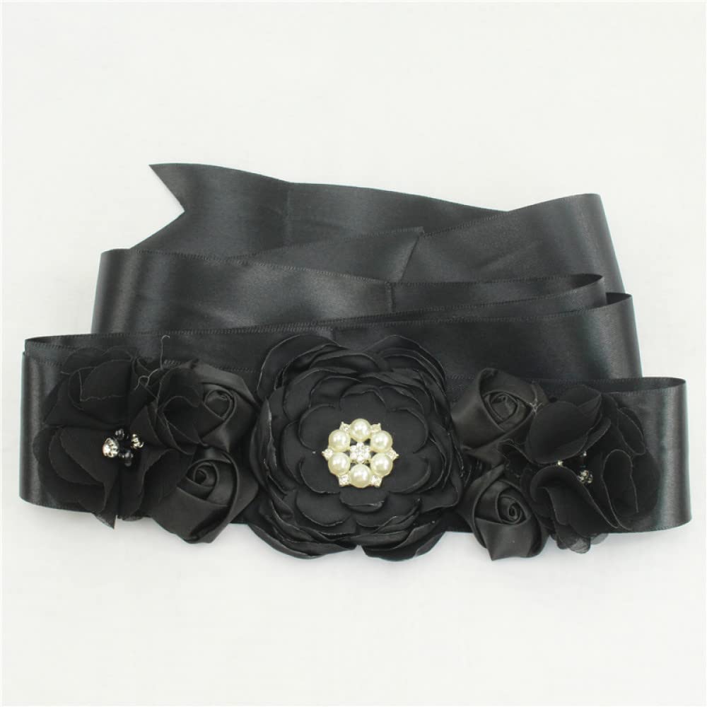 CHANYI Gürtel für Damen Kleid Frauen Elegante Satin Blume Schärpe Handgemachte Perle Bund Brautband Cummerbunds Hochzeit Kleid Hüftgurt