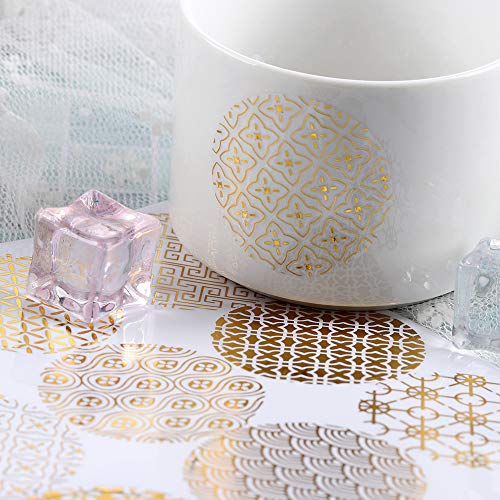 image for YAOJOE 30 Sheets Decorative Gold Circle Envelope Seals Stickers Self-A