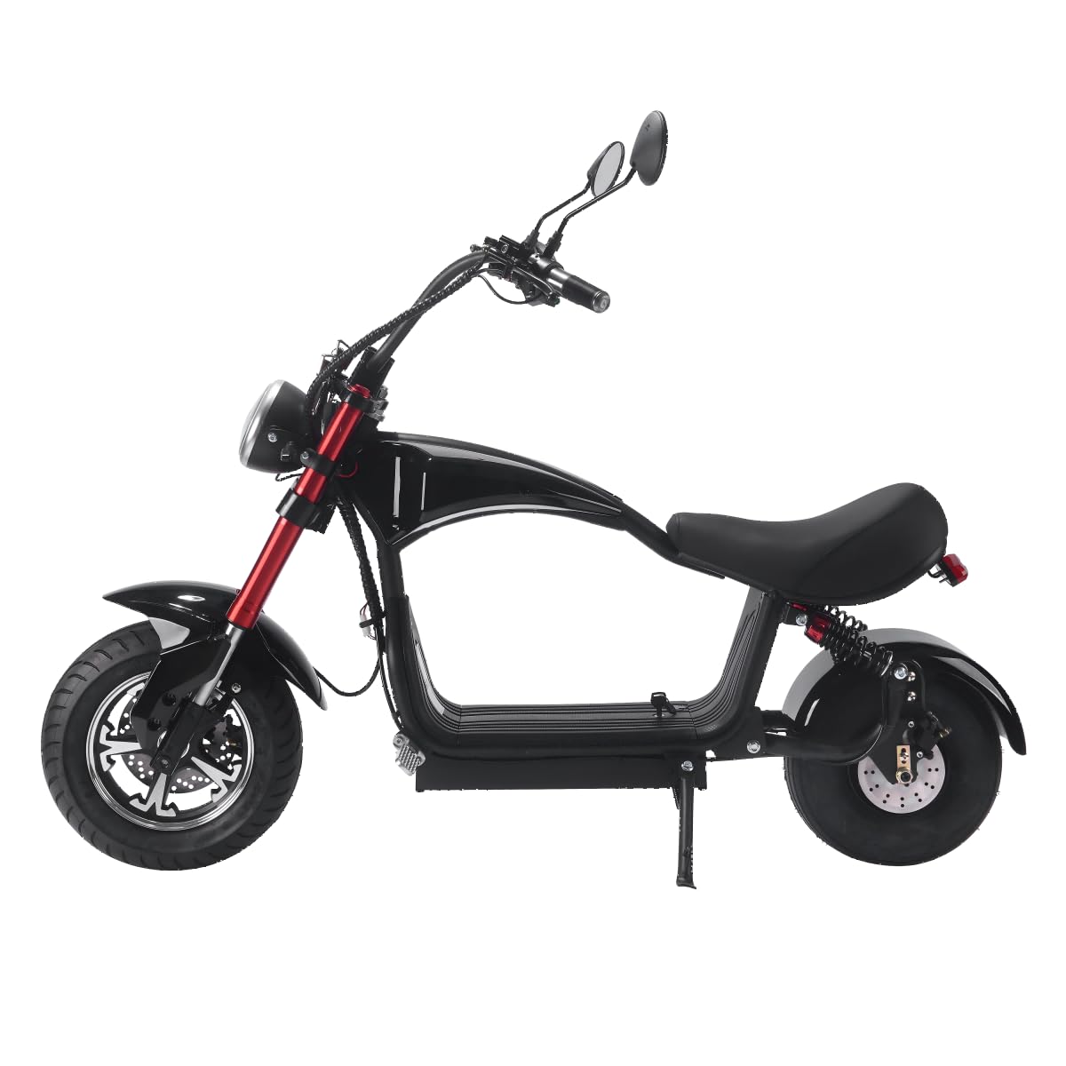 Electric Scooter for Adults 800W Motor Fat Tire Citycoco Scooters Up to 25 Mph & 18 Miles 48V 12Ah Lithium Removable Battery Lowboy Scooter Harley Electric Moped with Front & Rear Hydraulic Brakes