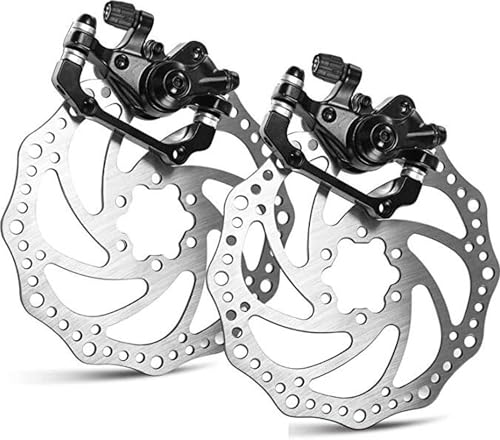 Image of Bicycle Mechanical Disc Brake Set | Front & Rear Disc Brake Calipers with Stainless Steel Rotors | High-Power Braking for MTB, Road & Hybrid Bikes | set of 2
