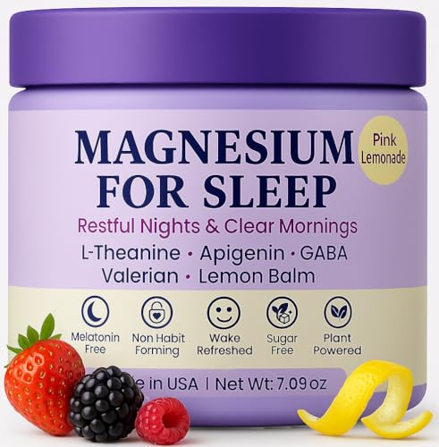 Magnesium Glycinate Powder for Sleep - Magnesium Sleep Aid Without Melatonin - Natural Sleep Drink...