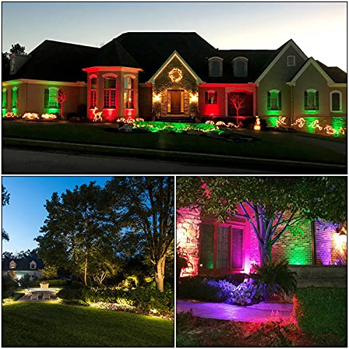 Image of Christmas Spotlight Outdoor 120V LED Spot Lights Outdoor RGB 12W Color Changing Landscape Lights Flag Pole Light with Remote Control Waterproof for Yard Pathway Garden Decorative (1Pack)
