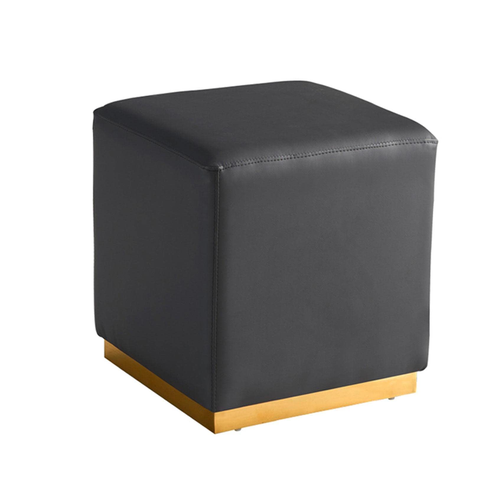 Tabouret de repos haut de gamme en cuir noir ottoman capitonné de 42cm