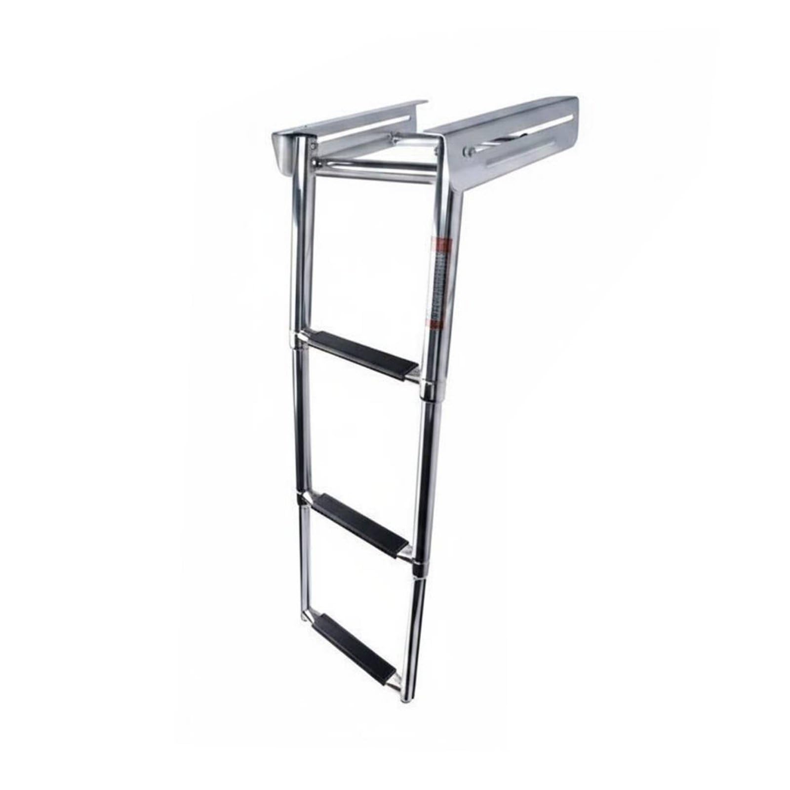 B Baosity Escalera Marina Plegable Extensible Antideslizante Acero Inoxidable 316 Retráctil Bajo con Cuerda Elástica Adecuada para Yates Lanchas Rápidas Pontones Embarques en Muelle, 3 Pasos