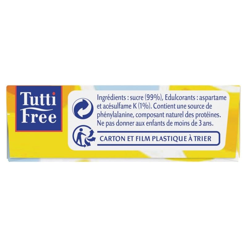 TUTTI FREE - Morceaux de Sucre Blanc Allégé - Format 290g - Idéal pour vos préparations sucrées - Lot De 4