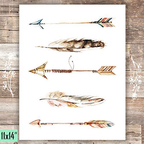 Miniatura 2 de Watercolor Arrows and Feathers Art Print - Unframed - 11x14