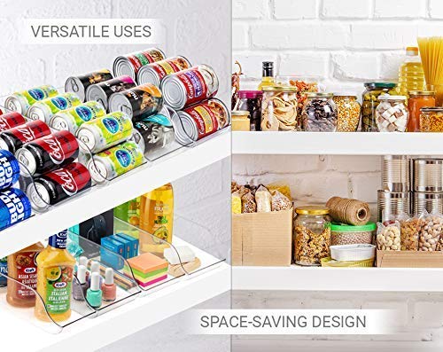 Set Of 2 - Jinamart Refrigerator Organizer Bin Pop Soda Can Beverage Holder For Fridge, Kitchen, Countertops, Cabinets - Clear Plastic Can Dispenser And Canned Food Pantry Storage Rack (Without Lid) #TOP4